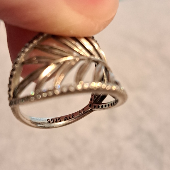 Pandora sz 6 tropical palm leaf ring 925 ALE 52 sterling silver CZ - Picture 6 of 12